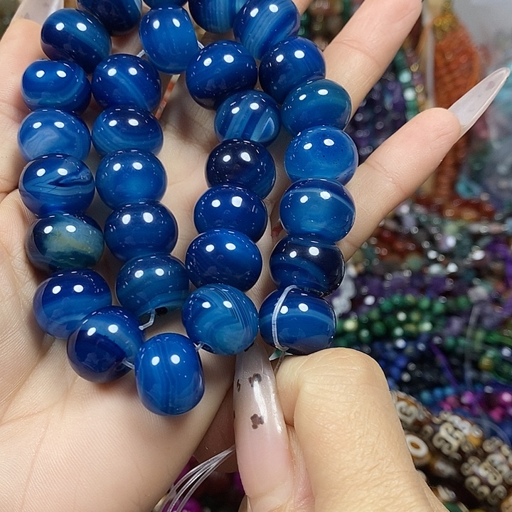 玛瑙/玉髓未镶嵌珠宝半成品玛瑙算盘珠卡15mm