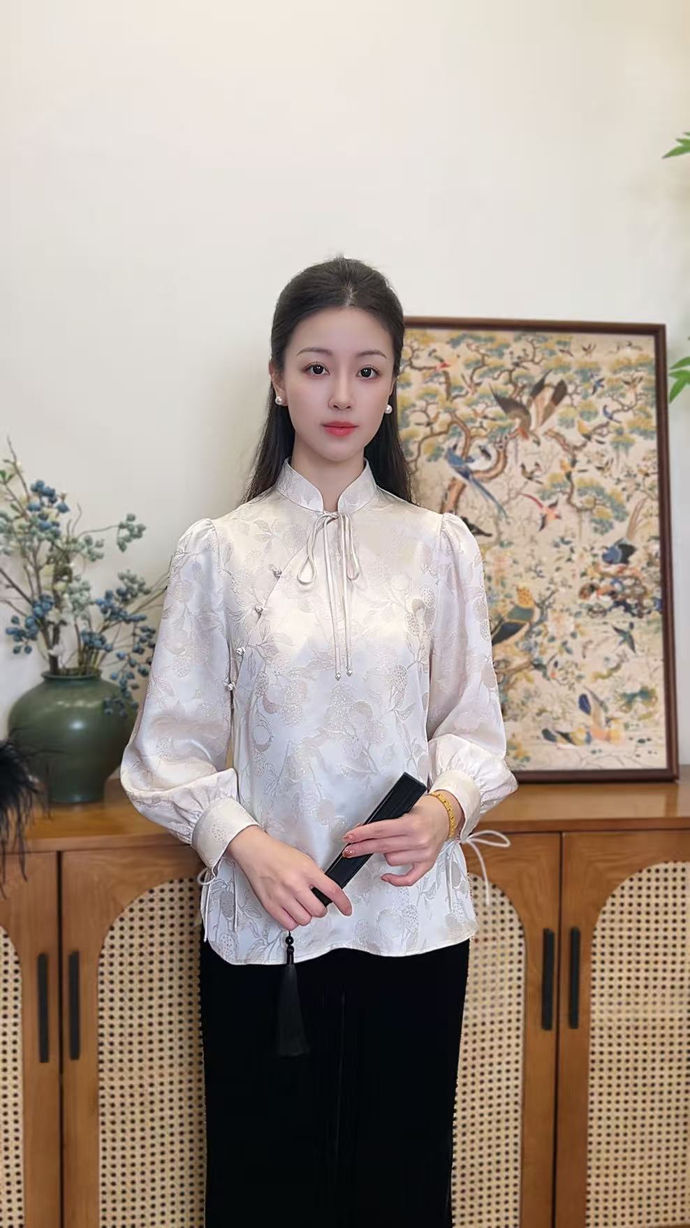 彩金正绢荔枝纹中式小上衣【名家张林根】纯手工100桑蚕丝四季可穿