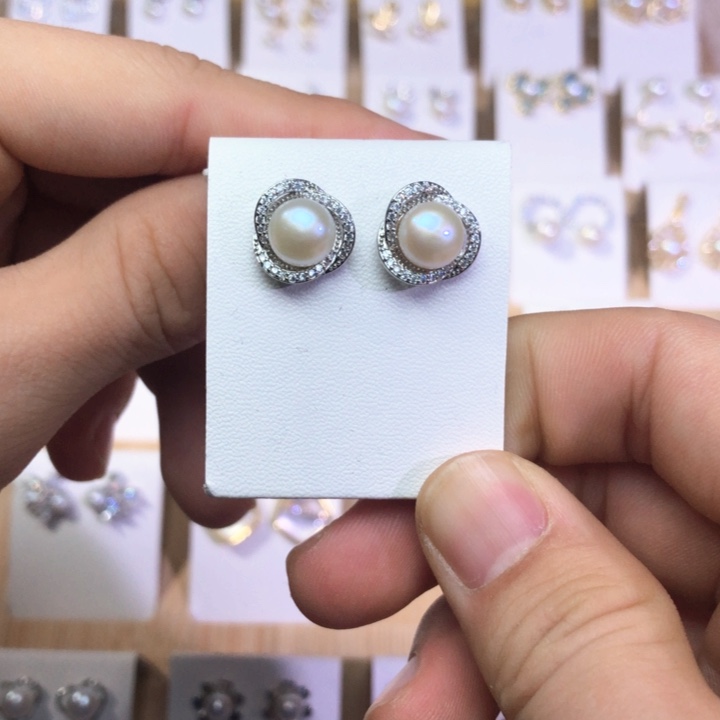 淡水珍珠耳饰银S925镶嵌