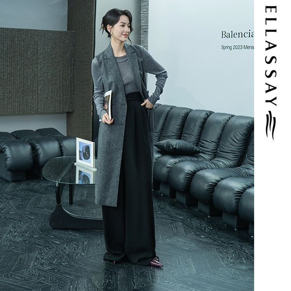 ELLASSAY/歌力思经典款气质中式休闲宽松阔腿西装裤EWW353K01300