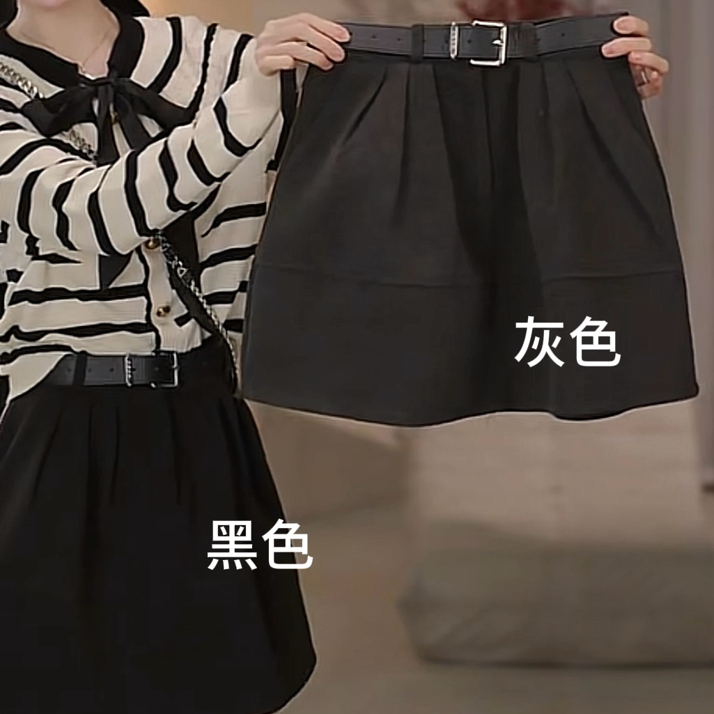 E'VAN【毛呢裙裤】显瘦韩版百搭气质休闲裤裙配腰带（有内衬裙裤)