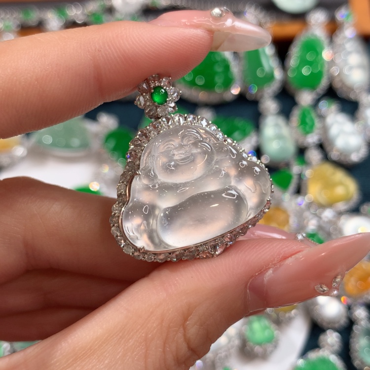 【闪购商品】翡翠颈饰18K金镶嵌佛公