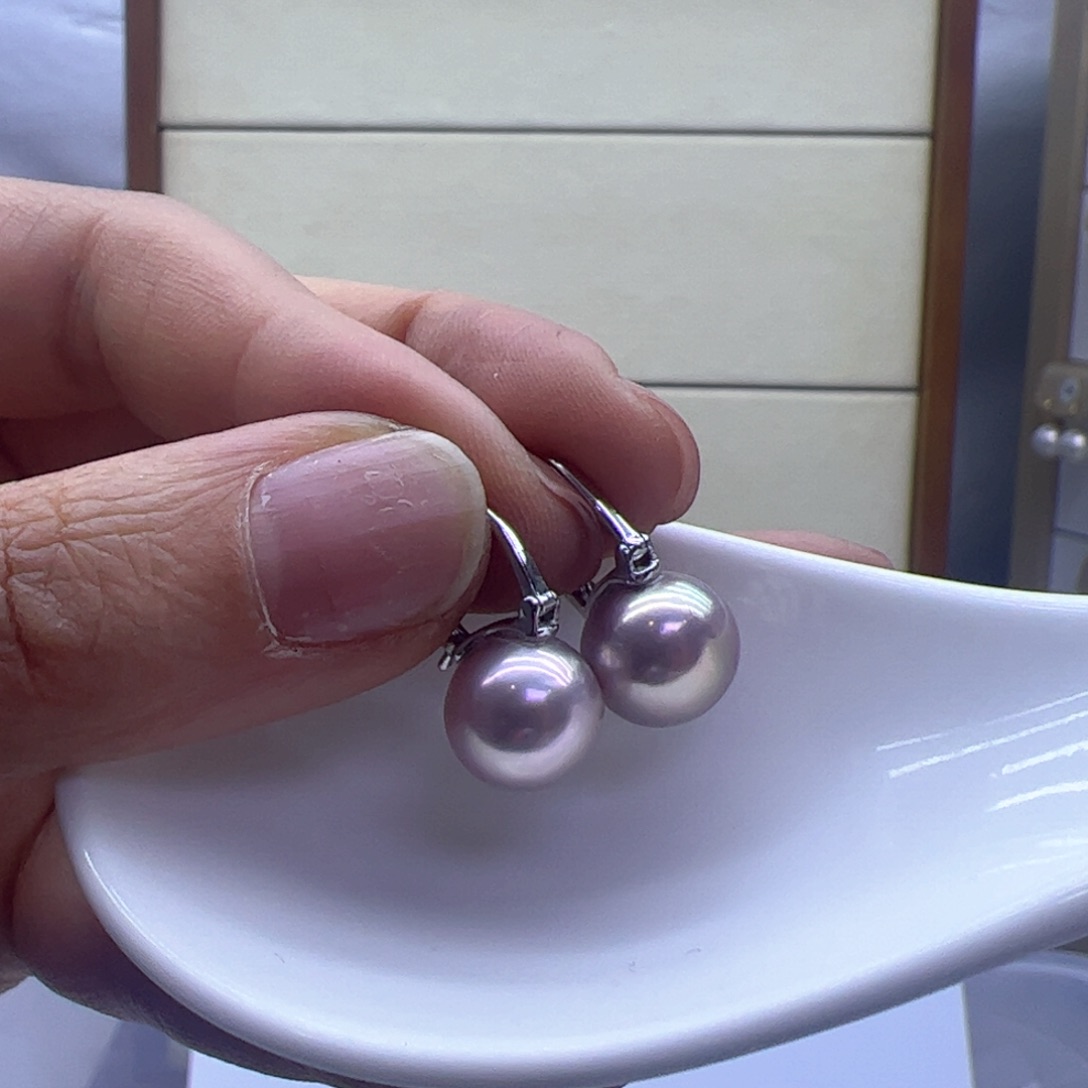 淡水珍珠耳饰银S925镶嵌粉色茶壶