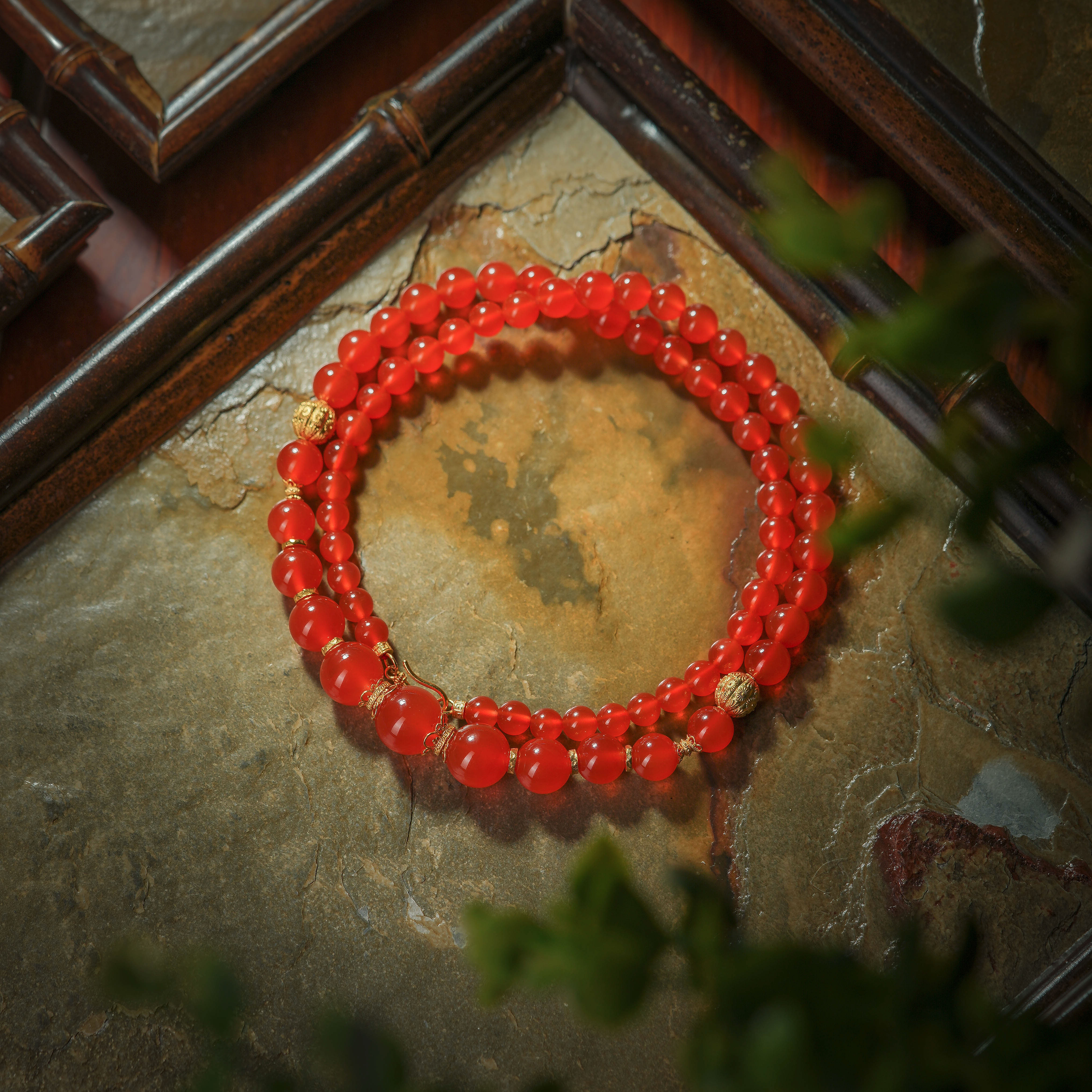 隆锦·传世级南红冰红18K塔链AD1389约5-11mm