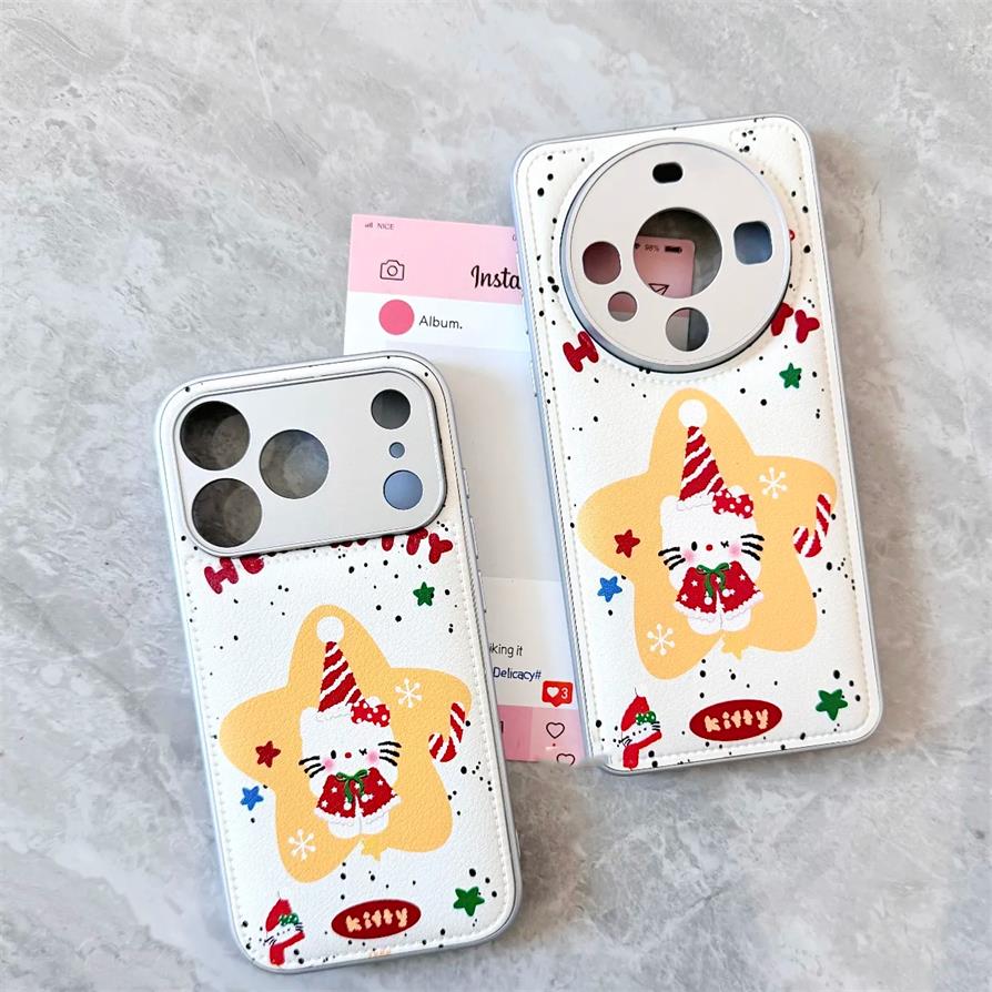 金属漆气垫圣诞凯蒂适用苹果17手机壳iPhone16华为OPPO小米vivo女