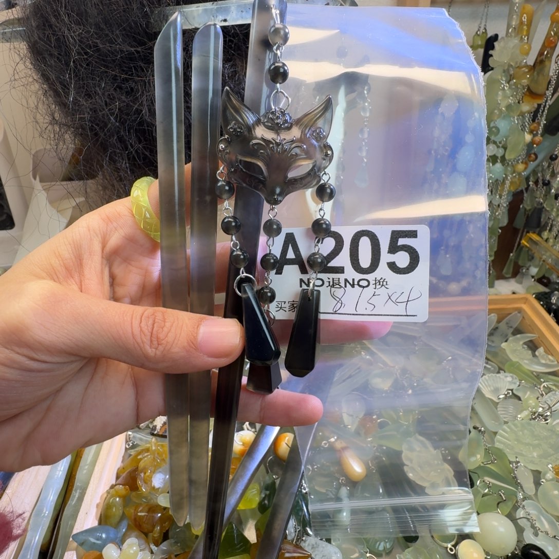 多***人蛇纹石玉合金发饰