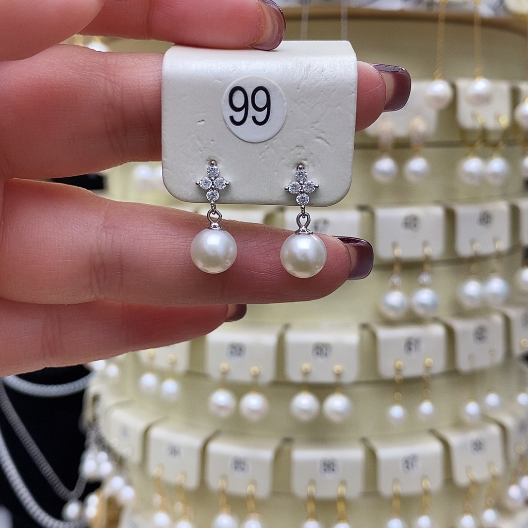 淡水珍珠耳饰银S925镶嵌