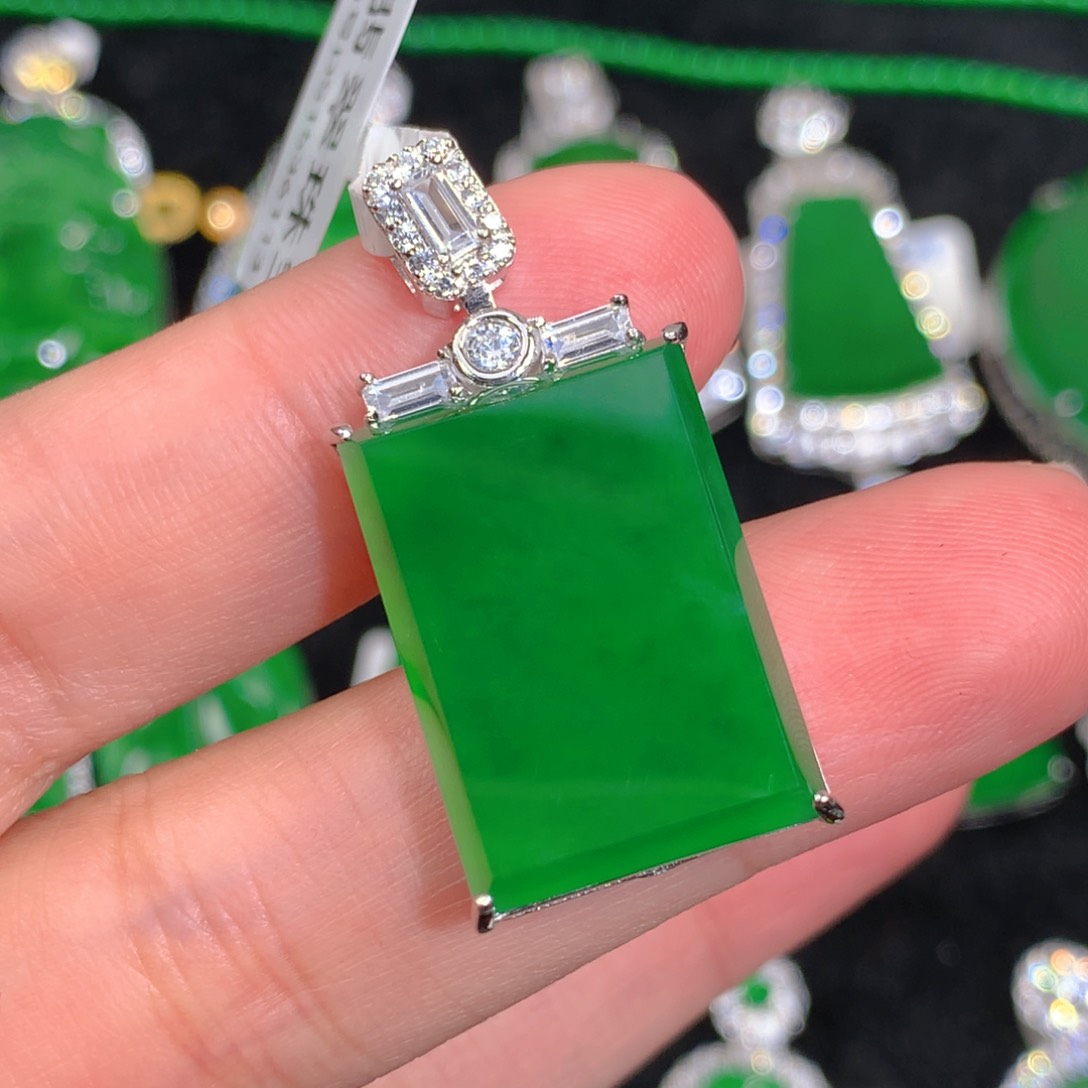 翡翠吊坠(不含链)银S925镶嵌