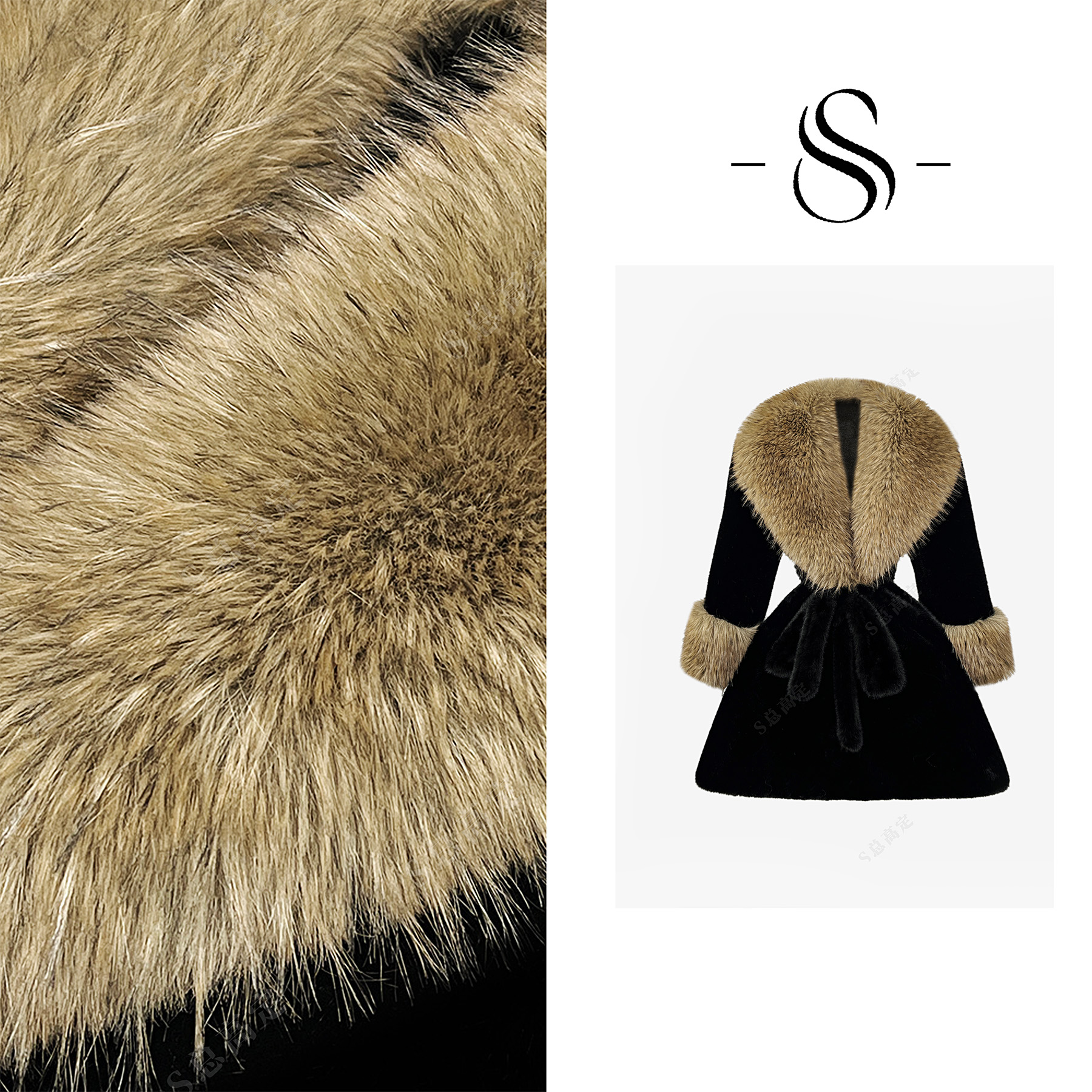 【丹丹】冬款高级黑金毛领加绒加厚束腰显瘦短外套女D0255