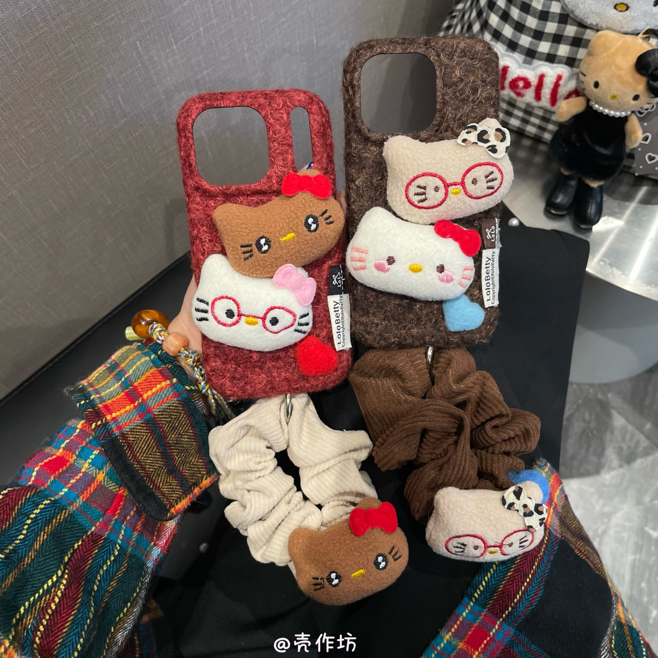 可爱毛绒立体爱心KT猫适用iPhone17/16/15/14/13防摔手机壳