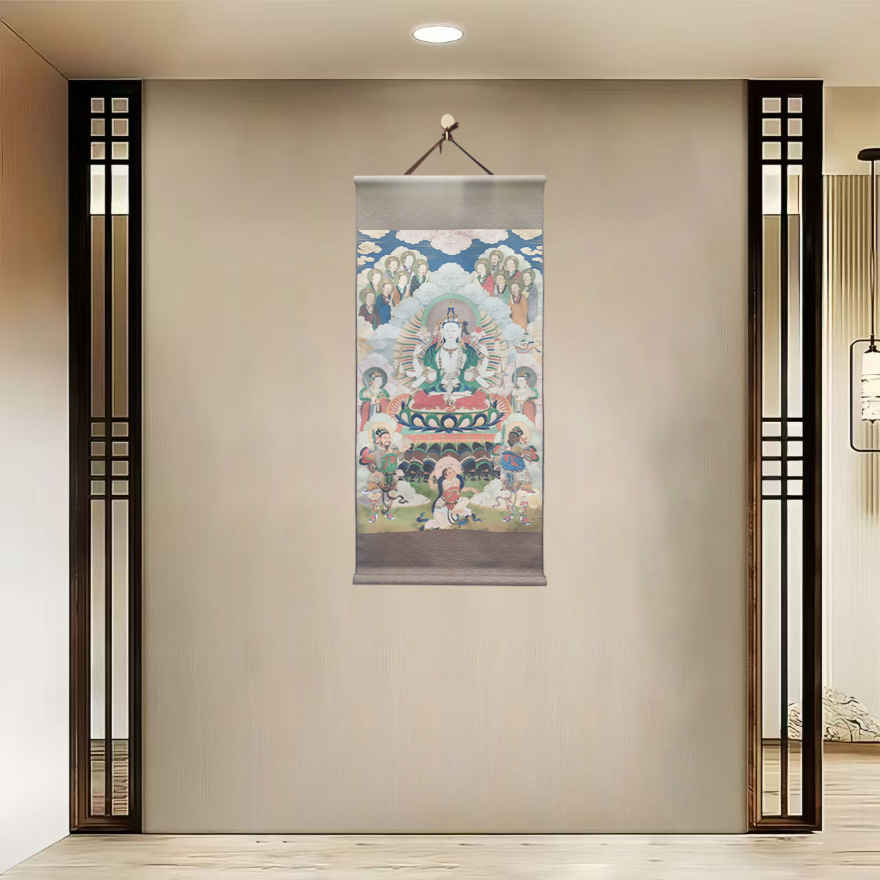 {40-602斗姆元君}净尺寸40x85cm现代简约挂轴装饰画