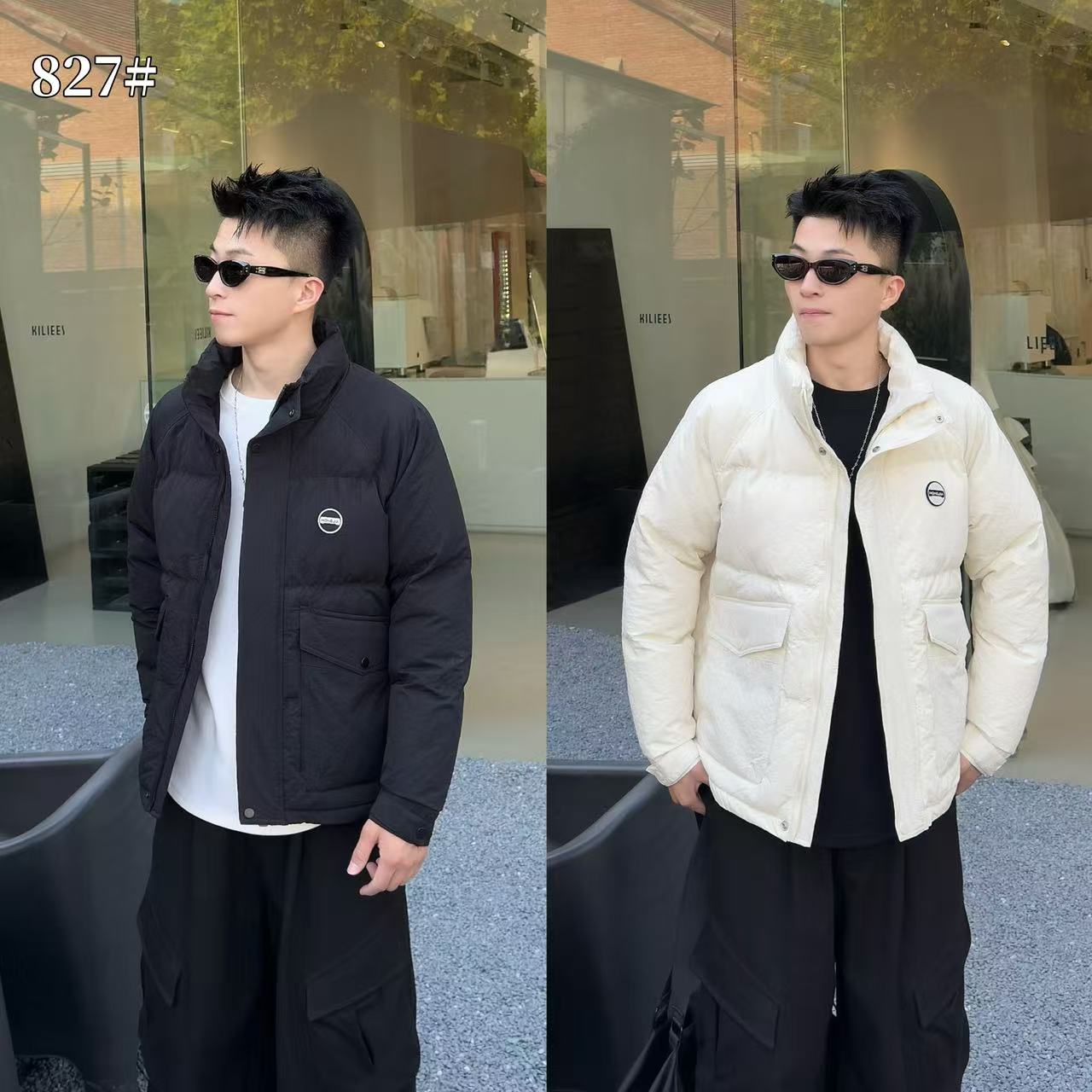 冬季新款定制面料工装口袋极简立领防寒服外套827