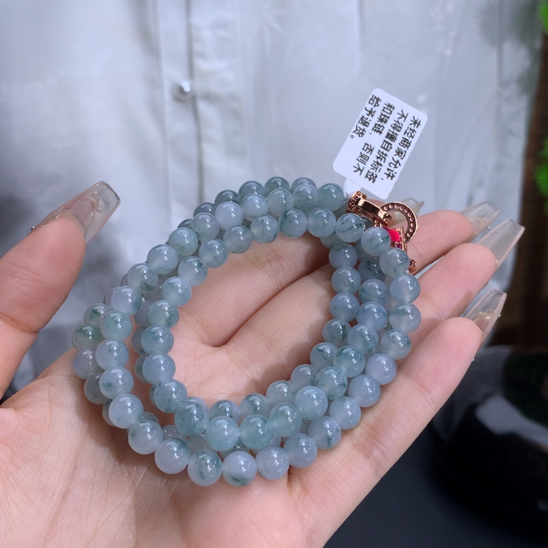 翡翠手链未镶嵌卡6.5冰胶蓝飘花