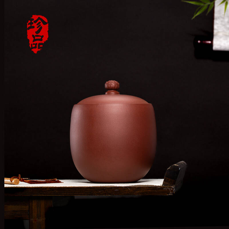 宜兴紫砂龙蛋茶叶罐储茶罐大号纯手工特大带盖大容量陶瓷家用储存