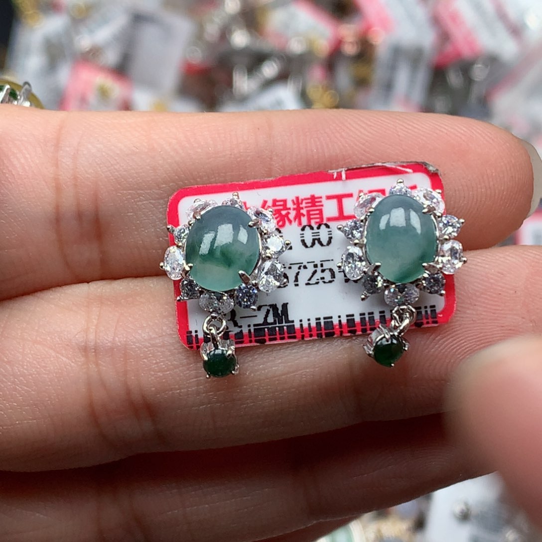 翡翠银S925镶嵌戒指天然翡翠手链