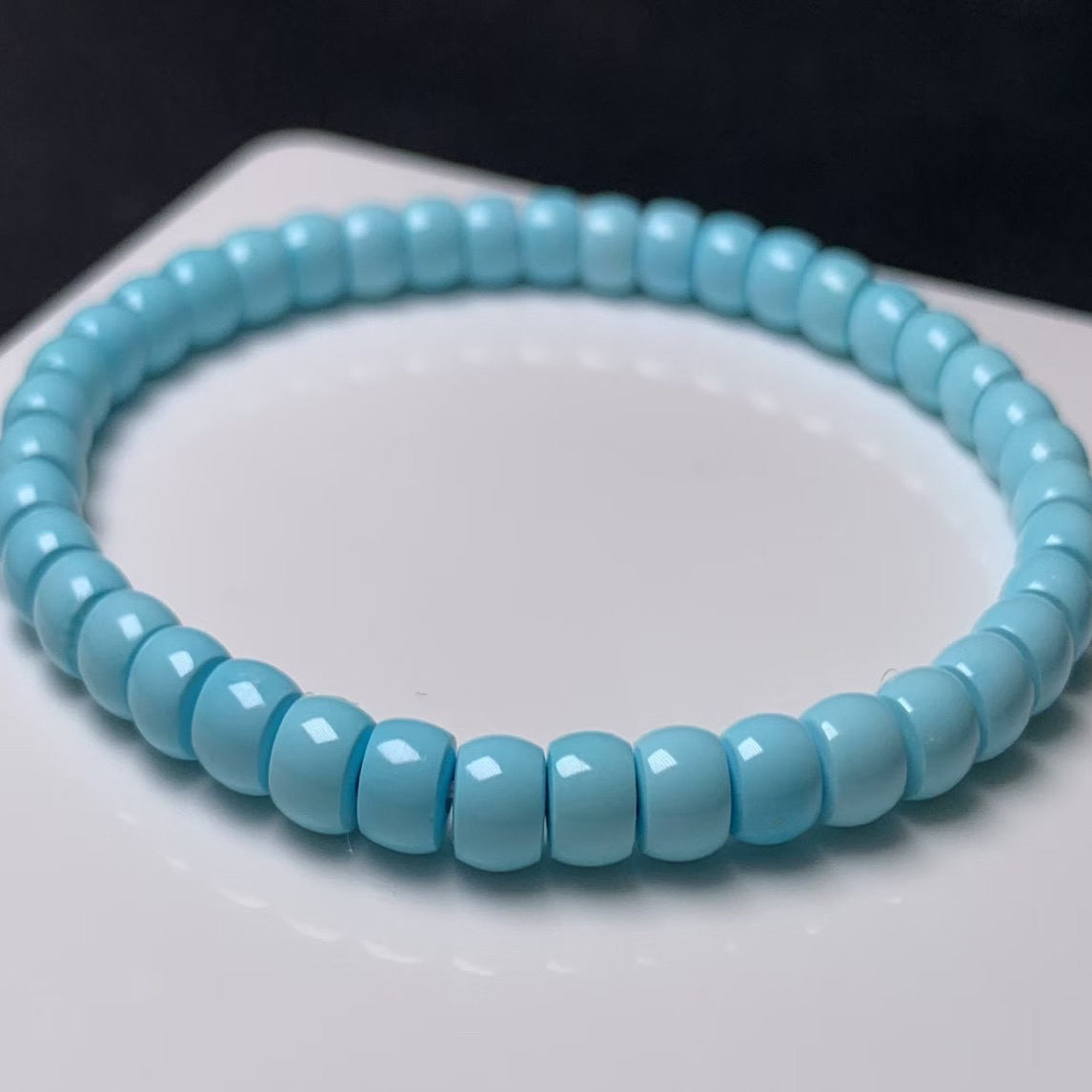 精品原矿绿松石老型单圈女款高瓷高蓝天然手链