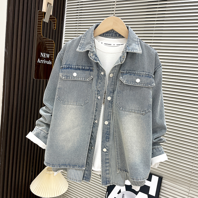 【简约】青少年童装男童秋装牛仔外套大童春秋痞帅炸街男孩爆款衣服