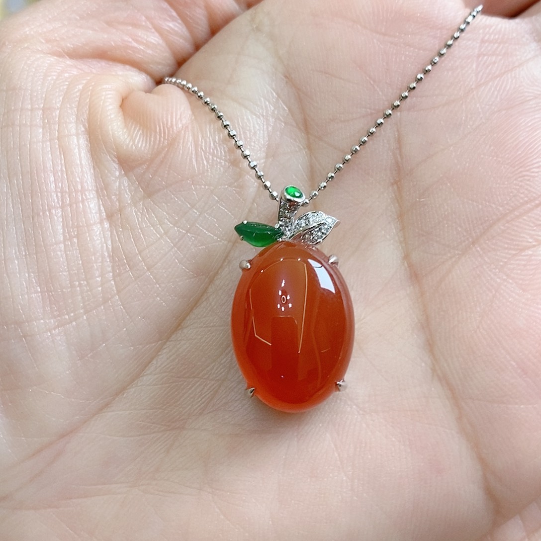 玛瑙/玉髓吊坠(赠链)银S925镶嵌