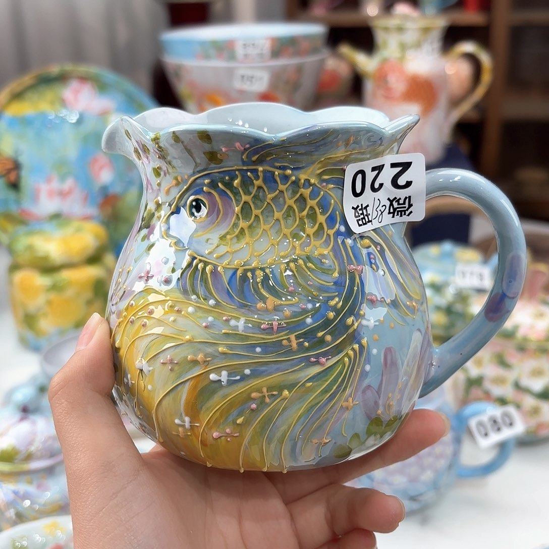 景德镇手绘高温釉下彩陶瓷茶具