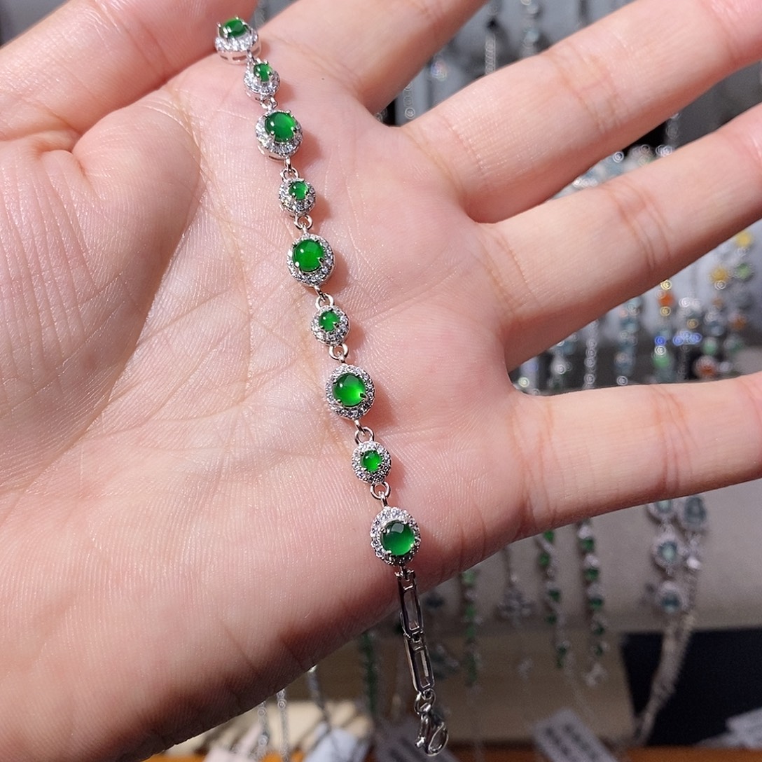 翡翠银S925镶嵌手链