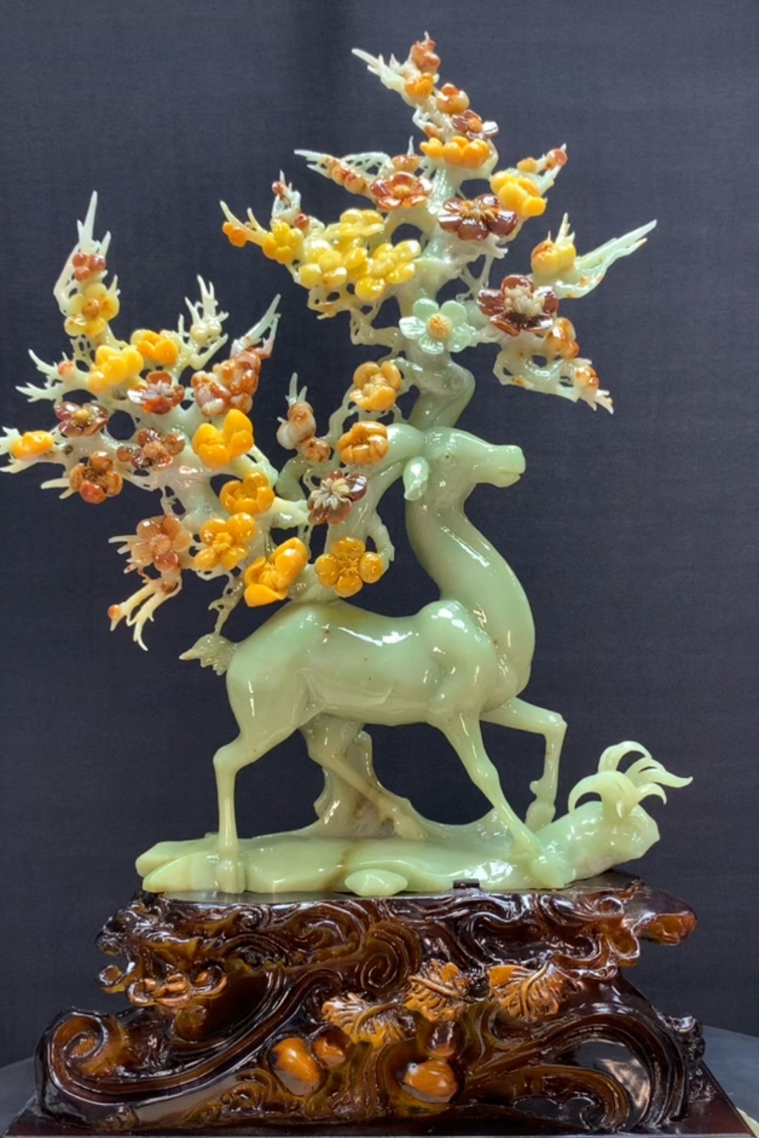 81022家居装饰摆件玉石雕刻电视柜玄关中式创意书房山水花鸟白菜