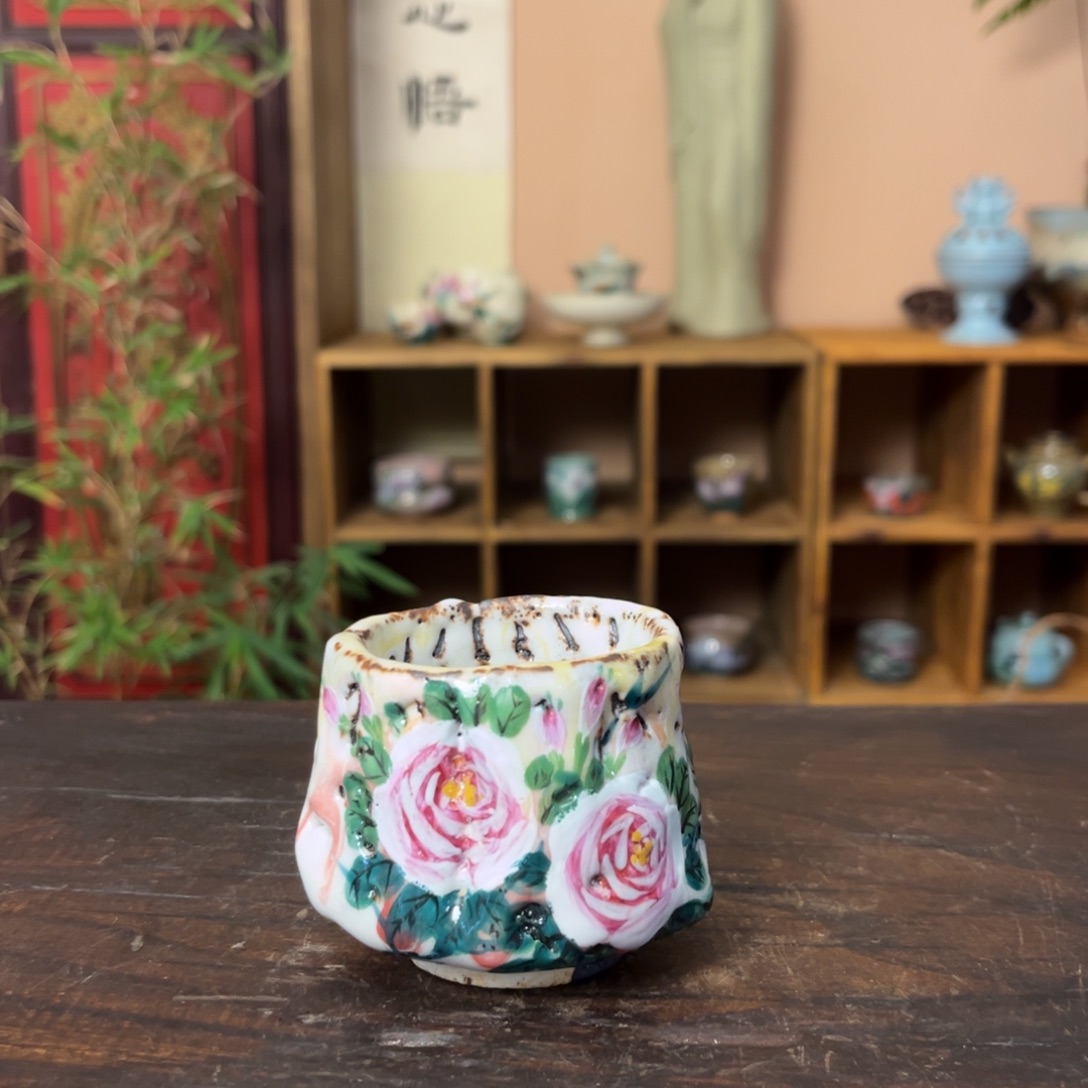 杯柴烧手工手绘陶瓷