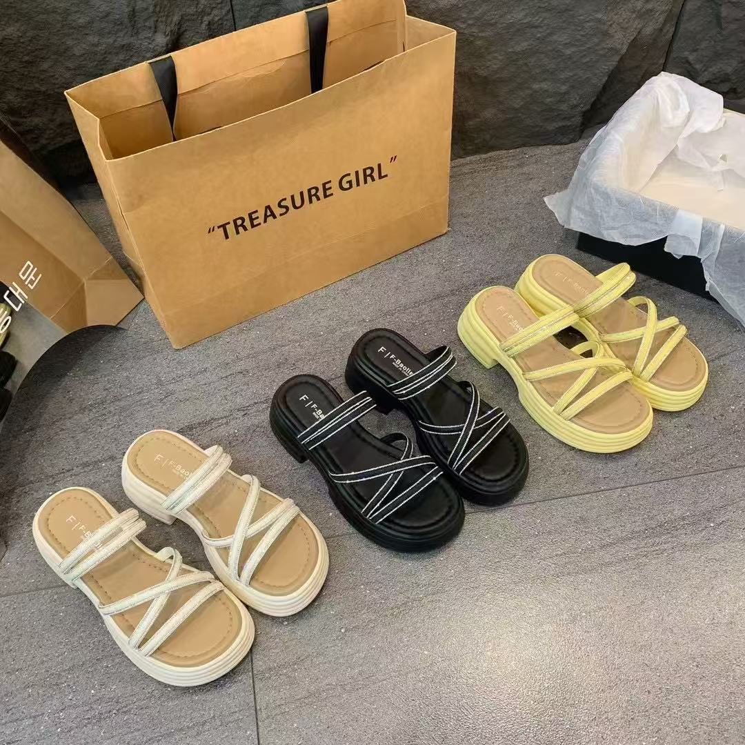 仙女风女夏季外穿新款配裙子水钻拖鞋9828或2565(水钻拖鞋)