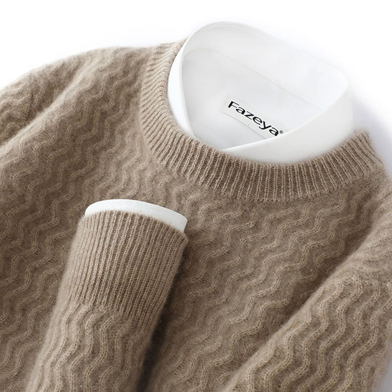 宠粉走量品！男士羊绒衫波浪纹时尚休闲套头毛衣百搭针织打底衫