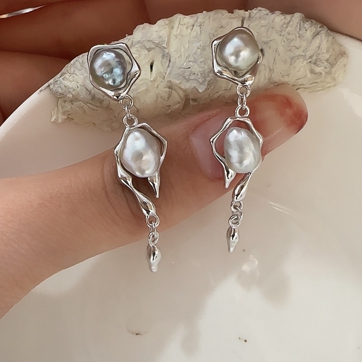 海水珍珠耳饰银S925镶嵌