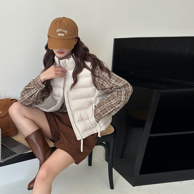 韩式时尚薄款保暖排骨马夹冬季短款外穿女宽松立领休闲百搭马甲