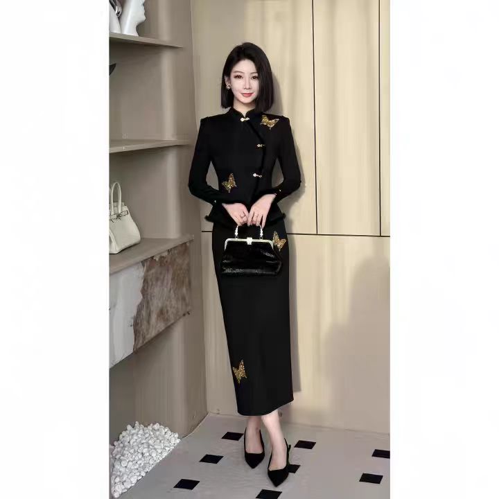 W326  新中式国风套装女装秋季2025新款小香风名媛气质裙子两件套