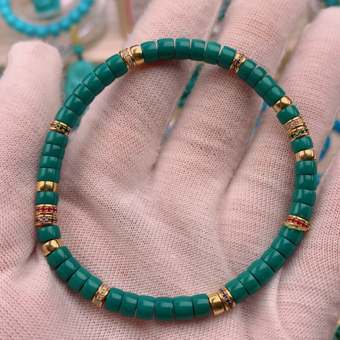 绿松石直径5.318K金镶嵌