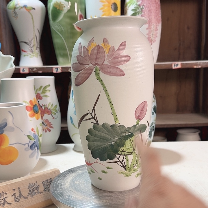 陶高32哑光白荷花徒弟陶瓷