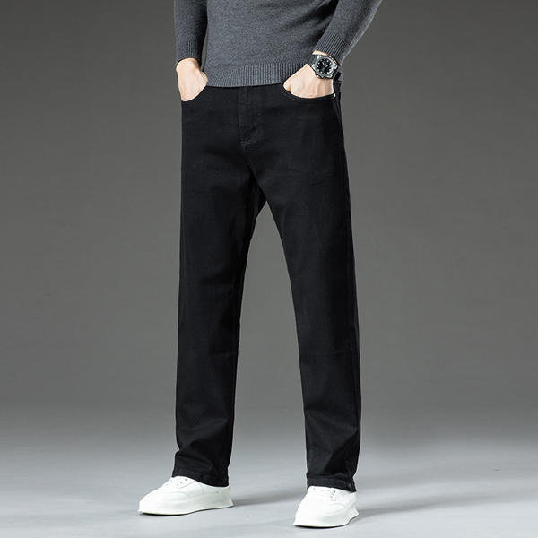 香港直筒牛仔裤2024男秋季新款潮流宽松大码休闲黑色秋装长裤