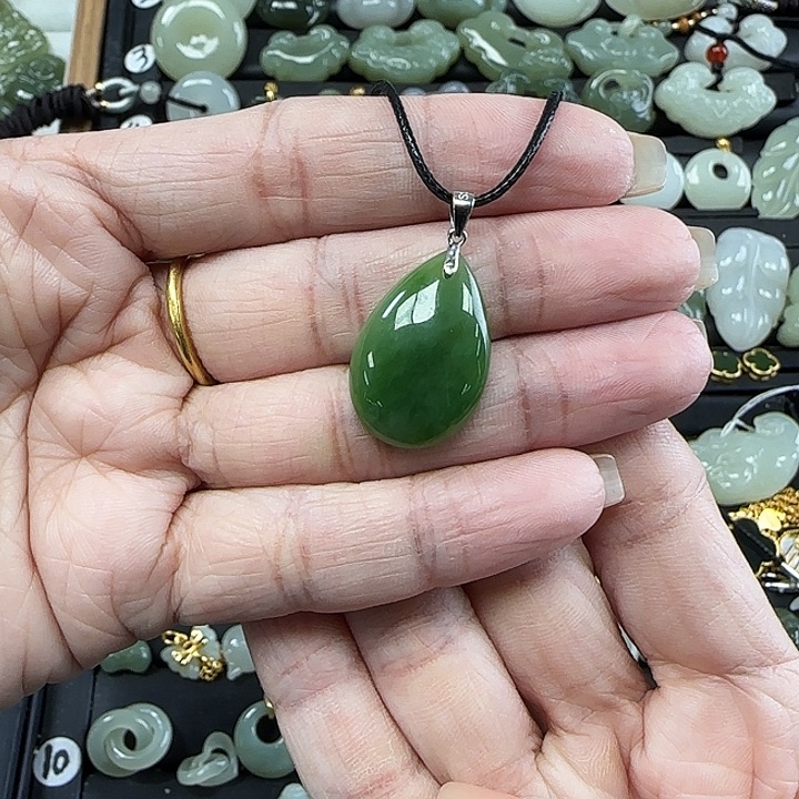 和田玉银S925镶嵌吊坠(不含链)