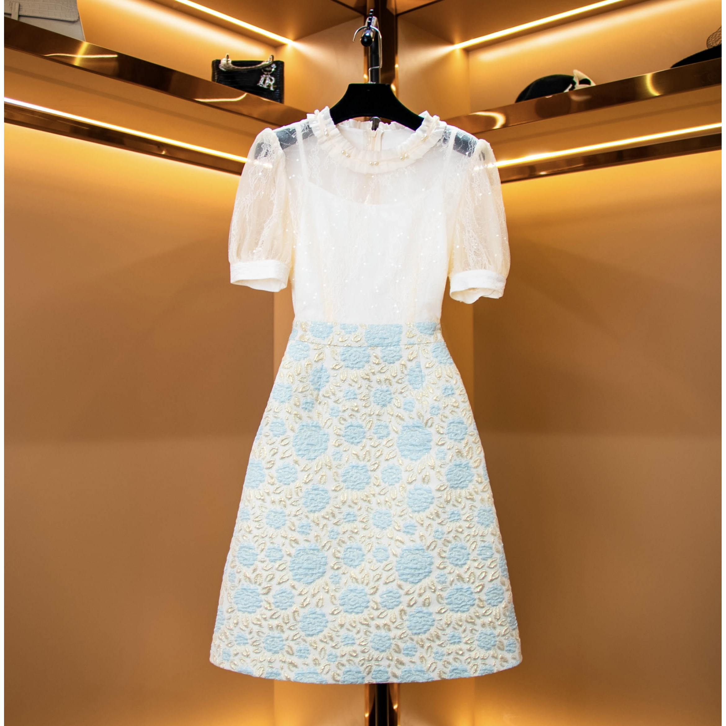 【莹珠幻梦】《子沫》轻奢设计师款优雅气质修身时尚收腰连衣裙-86202