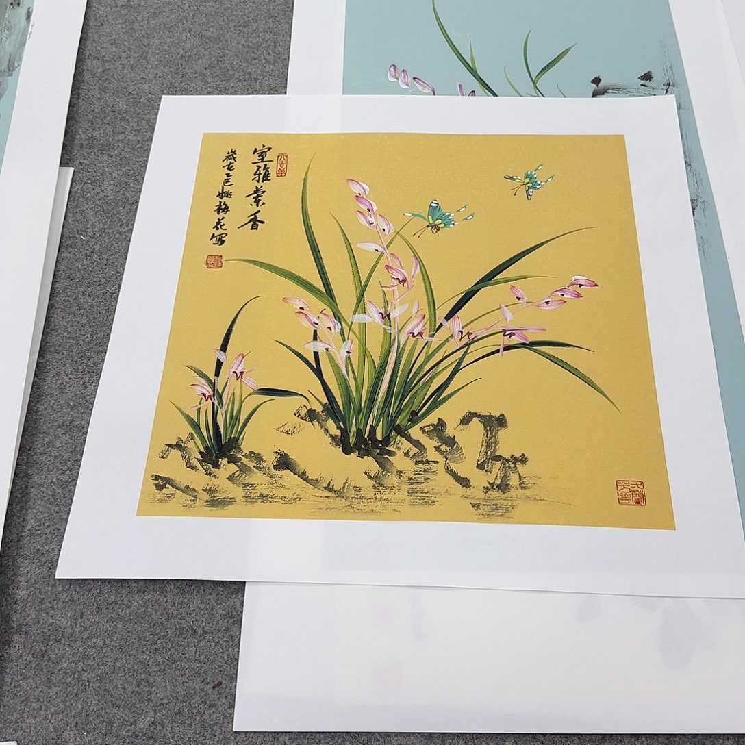 国画国画立体兰花作品