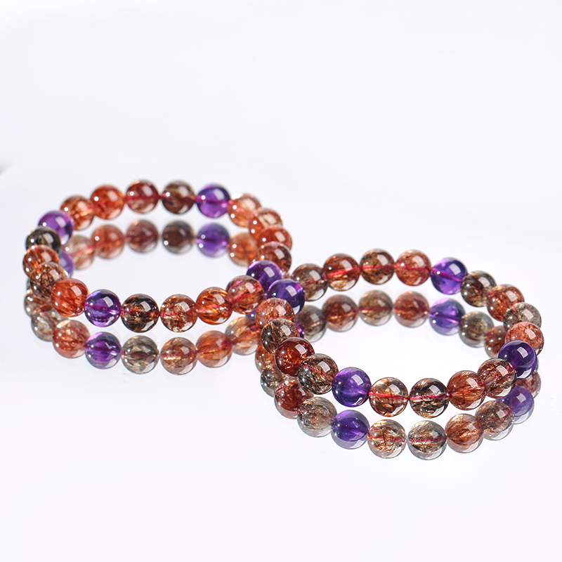 天然黑彩超七天然满矿高级水晶手串H002-尺寸可选多样性发其一