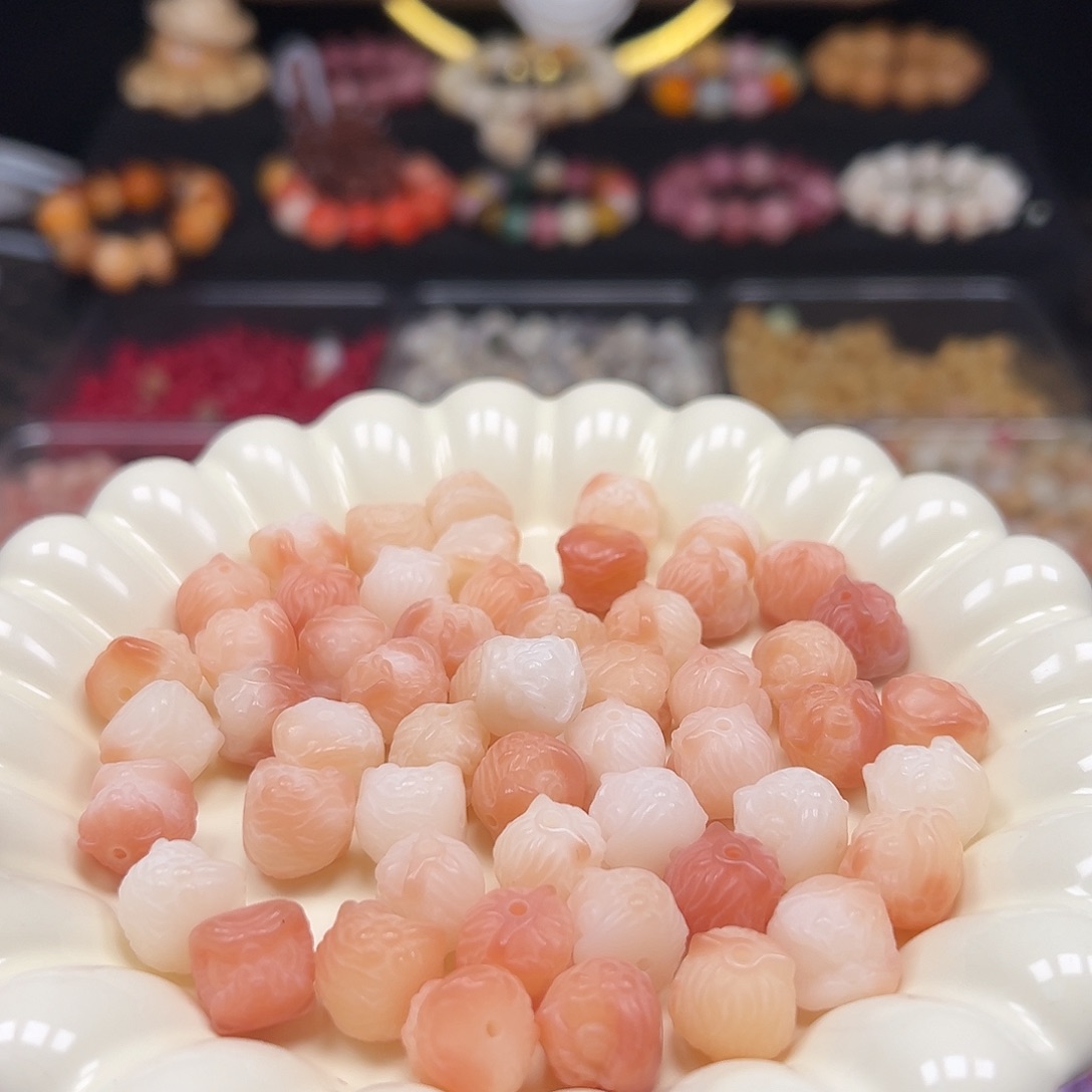 手串菩提根/象牙果卡12粉色醒狮23颗