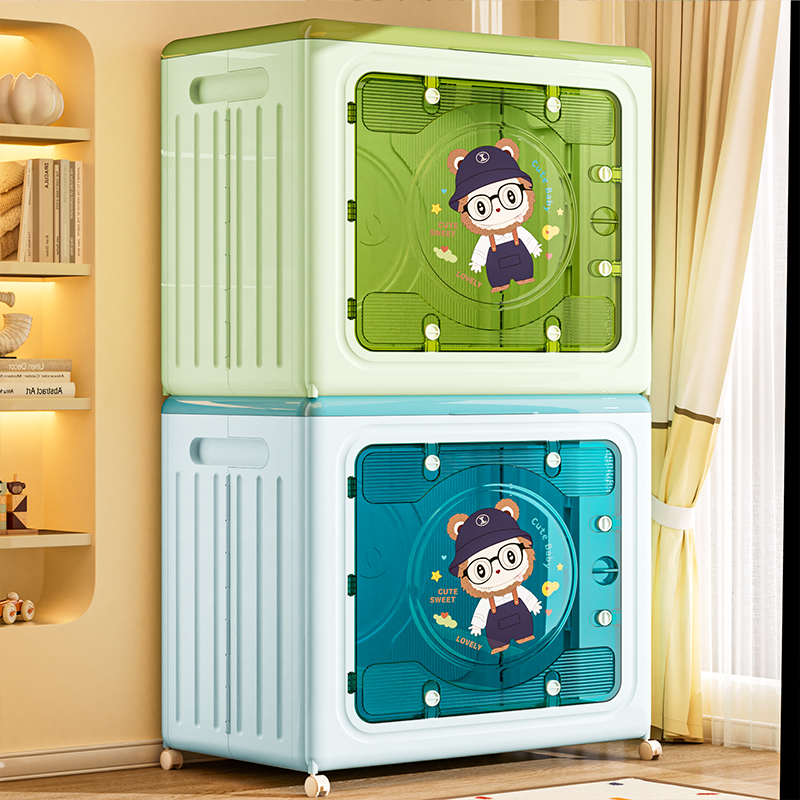 纳纳衣服被子收纳箱儿童玩具整理箱折叠家用翻盖衣物储物柜带轮
