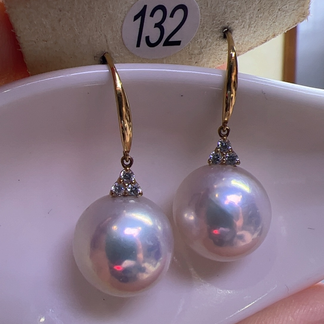 淡水珍珠耳饰18K金镶嵌