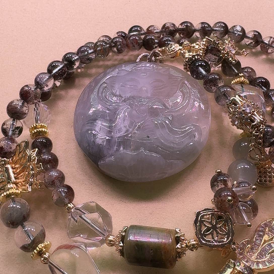 水晶颈饰未镶嵌天然水晶狐狐吊坠