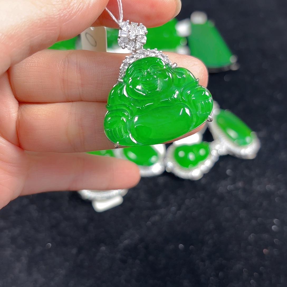 翡翠银S925镶嵌吊坠(不含链)