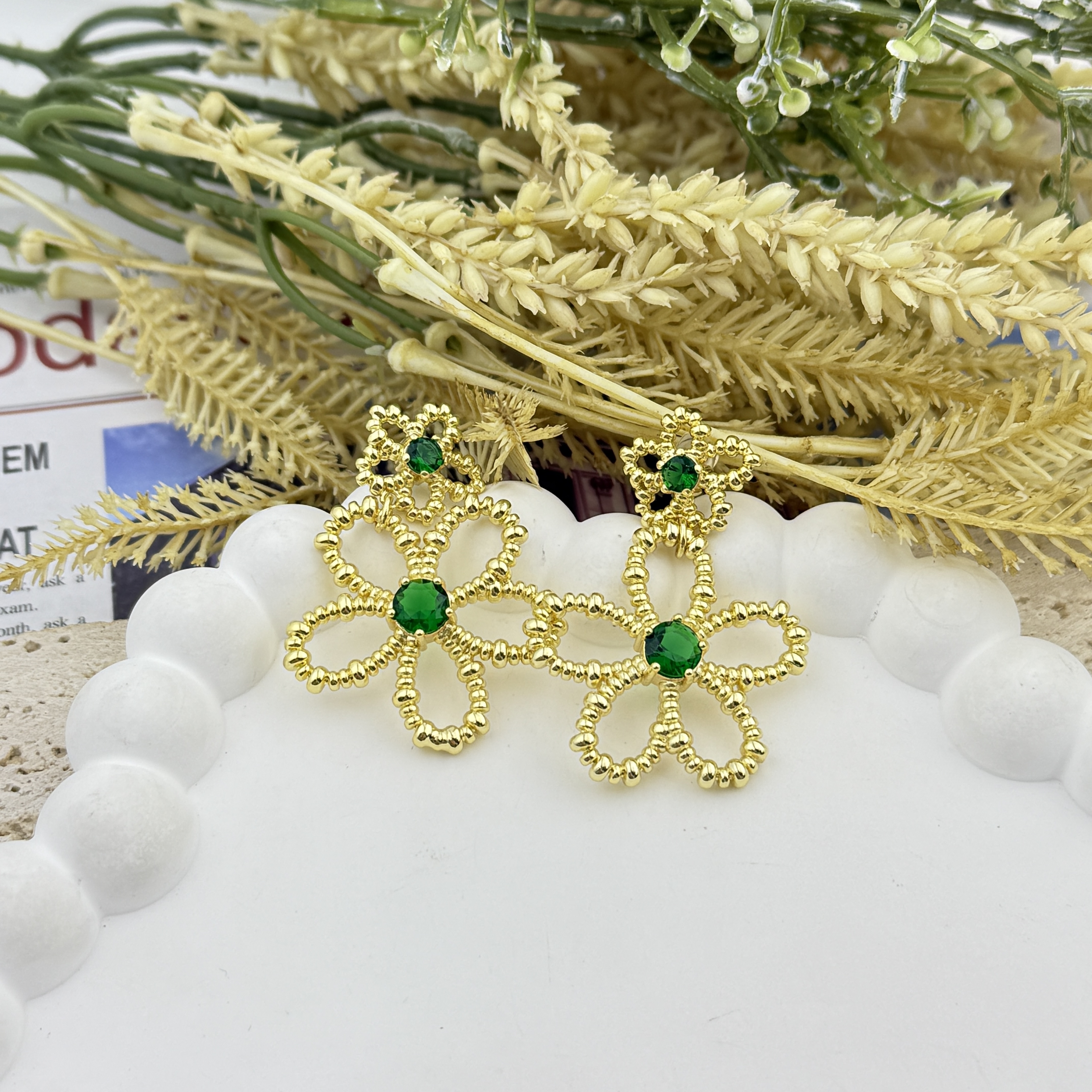 铜合金合成锆石耳饰 P0173-铜合金锆石耳环