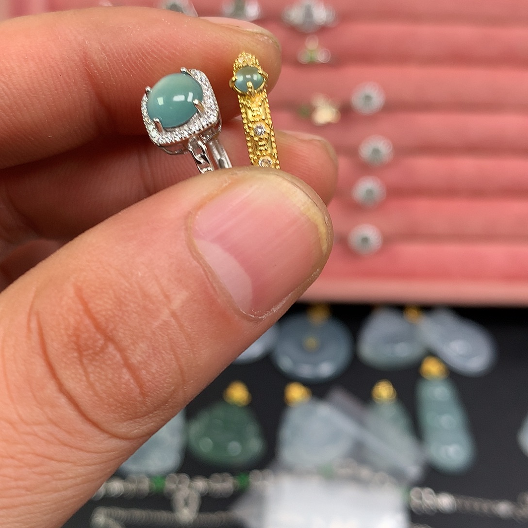 P***y翡翠银S925镶嵌戒指66