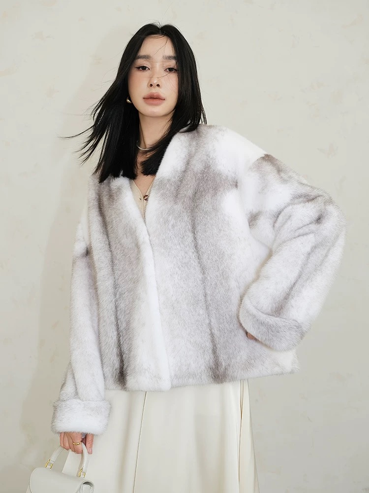 【林鹿儿】天鹅绒级外套整貂皮水貂皮草大衣女貂毛皮草