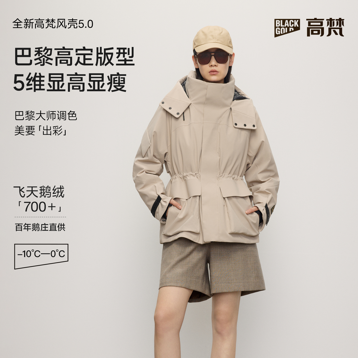 【高梵黑金鹅绒服】风壳5.0女装短款奢华户外琥珀流光风休闲鹅绒服