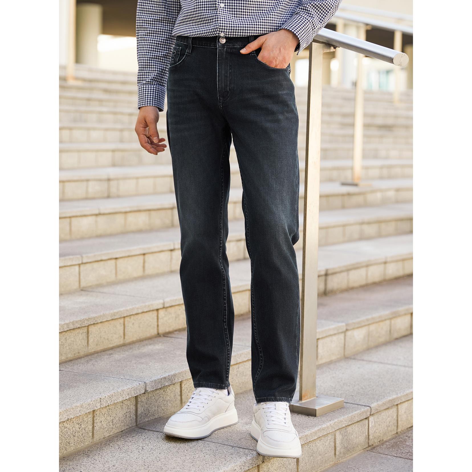 Lilanz/利郎四面弹经典百搭429牛仔长裤 -蓝黑 (24QNZ30301)