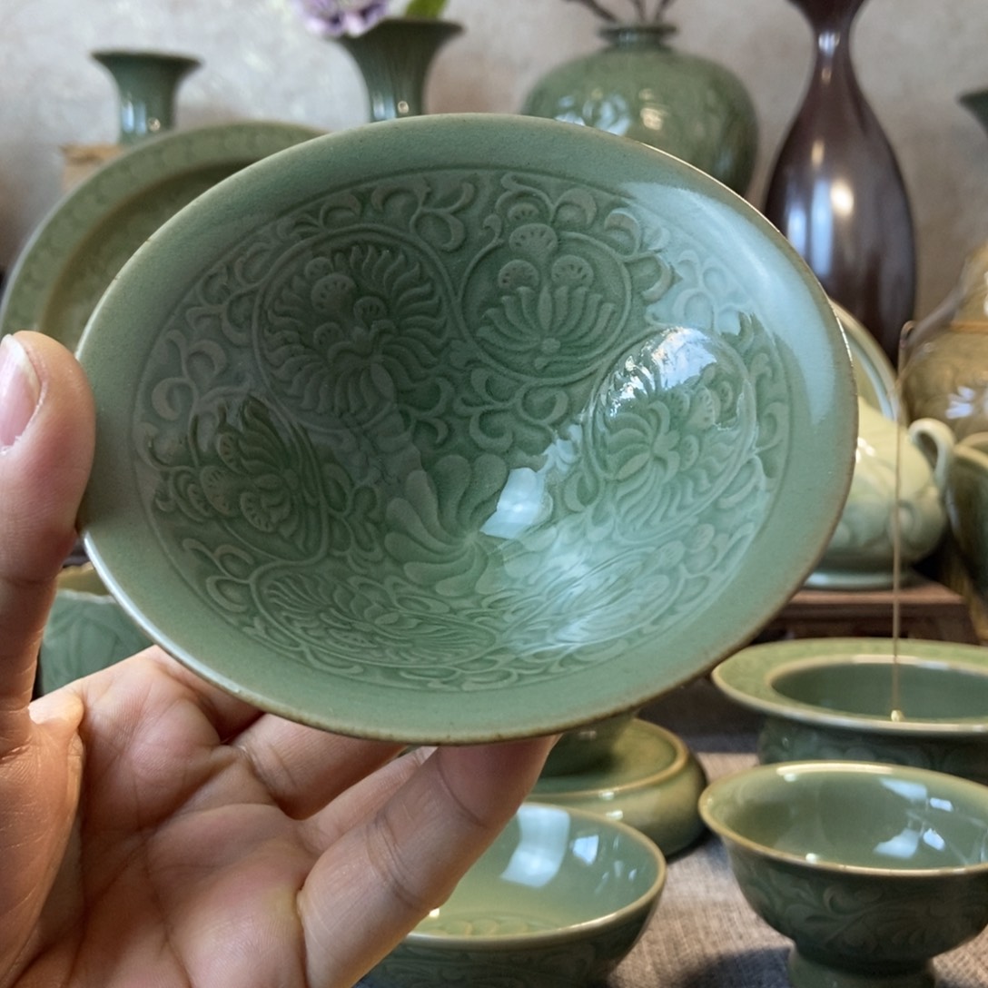 耀州窑福利款团菊斗笠