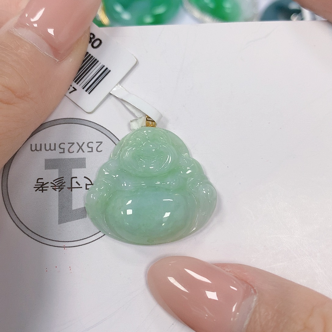 翡翠18K金镶嵌颈饰天然翡翠a货 百元以上9米证书费自理